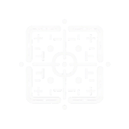 A white minimalist QR code icon centered on a solid black background.